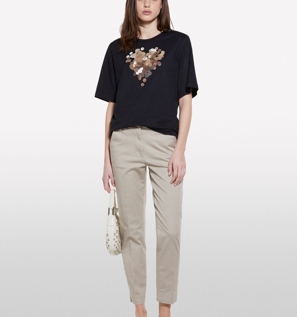 Black t-shirt with heart print - women's short sleeve t-shirts - Black | Sisley image number 1